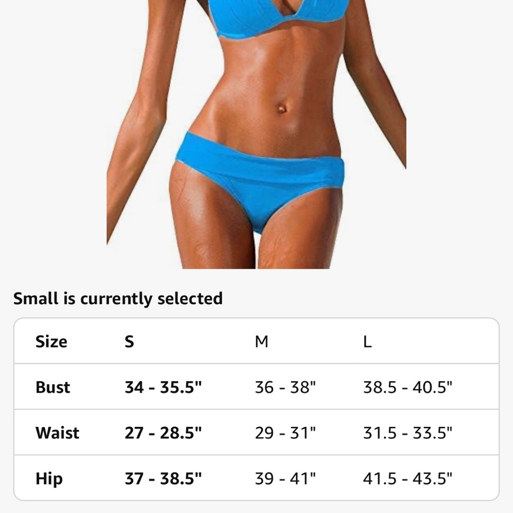 Womens Two Piece Bathing Suit Top Halter padded Push up Bikini Set Size Small - Picture 13 of 13